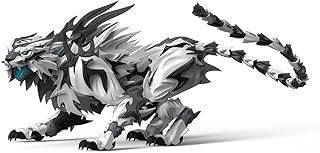 3Dタイガーパズル、無色のホワイトタイガー組み立てモデル山と海の神の四霊の古典DIYモデル、モデルコレクターや愛好家へのギフト(キットバージョン)。