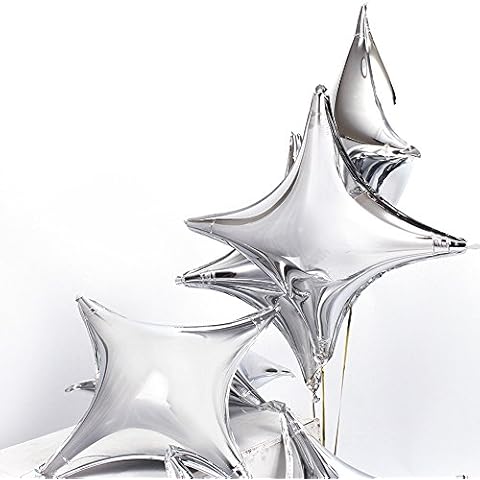 24" Star Shape Foil Mylar Balloon Silver Quadrangle Balloon - 12pcs Four Angle Star Balloons for Birthday Party & Wedding Decoration Cover