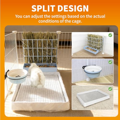 BESNEW 3 in 1 Rabbit Hay Feeder with Litter Box,Upgraded Metal Hay Rack & Litter Tray & Water Bowl,Quick Cleaning,Easy to Install,Bunny Supplies for Rabbit Guinea Pig Chinchilla Small Animals — view 6