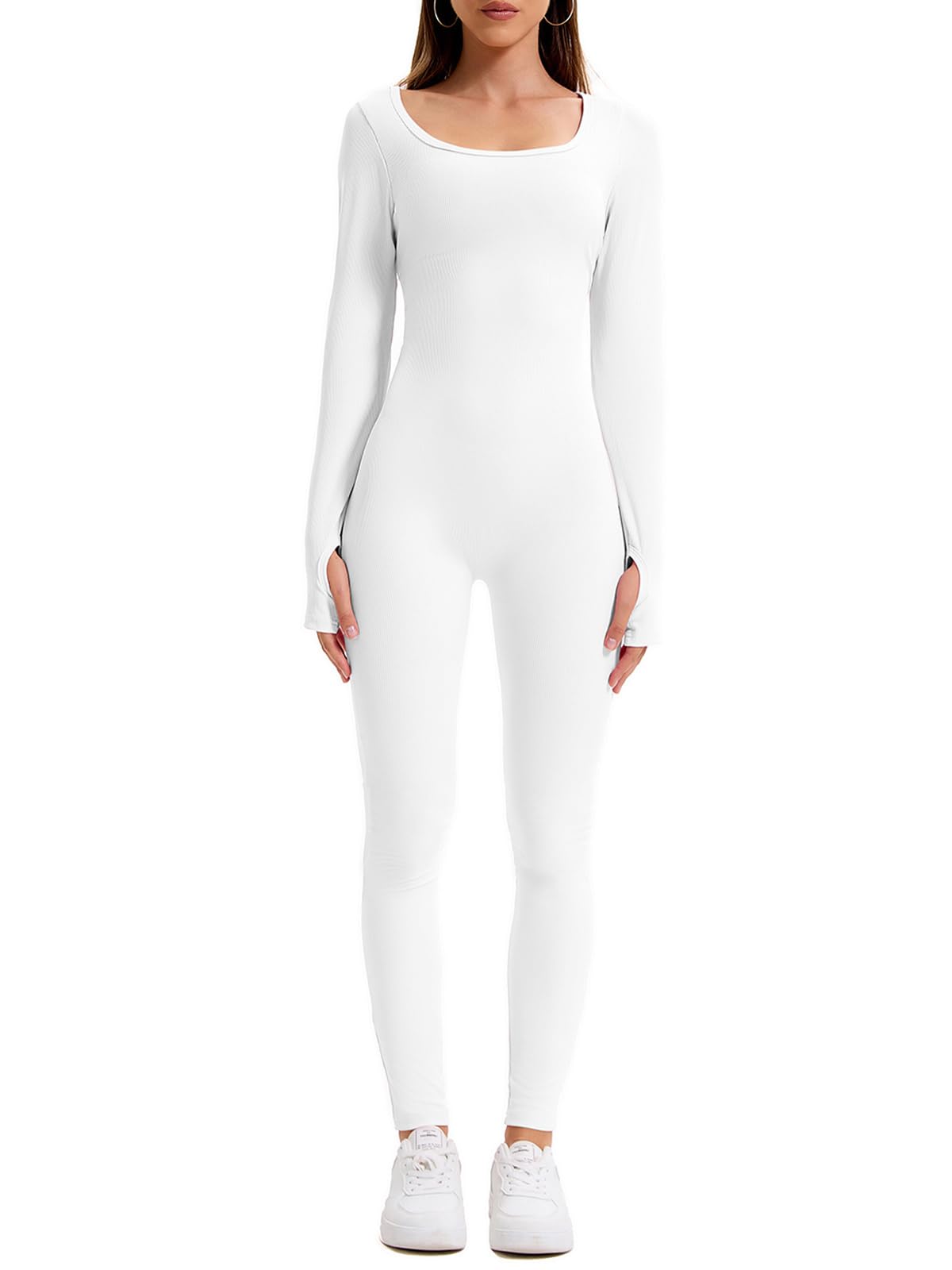 Tuta da donna lunga aderente yoga body elasticizzato a maniche lunghe a vita alta sport
