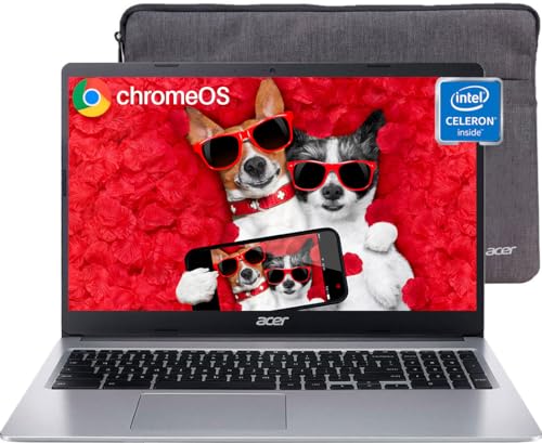 acer Laptop Chromebook 315 2023, pantalla HD de 15.6 pulgadas, Intel Celeron N4020 (hasta 2.8 GHz), 4 GB de RAM, 64 GB eMMC, gráficos Intel UHD, duración de la batería de 12.5 horas, WiFi, Bluetooth,