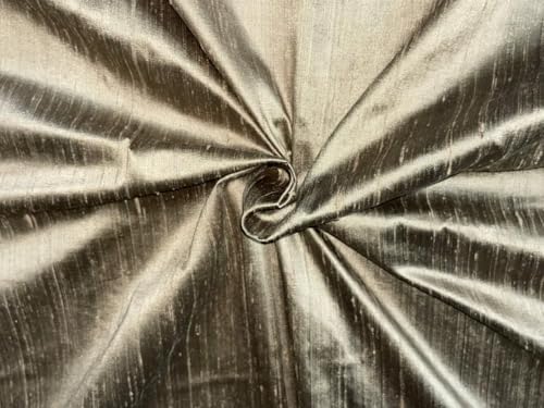 Soie Dupioni noire et dorée au mètre tissu pour robe de soirée et rideaux