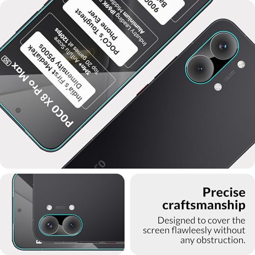 Image of FIRST MART Tempered Glass for Poco X8 Pro Max with Black Camera Lens Protector & Installation Kit | HD Clear, Edge-to-Edge, Scratch Resistant, Case-Friendly | Pack of 1