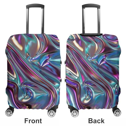 Suitcase Covers for Luggage Washable Luggage Cover Iridescent Liquid Metal Luggages Wheel Covers Elastic Travel Carry On Suitcase Cover Travel Luggages Protector Sleeve Fit 29-32 Inch XL3