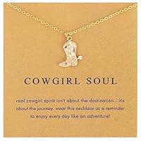 Mikovivi Gold Western Cowgirl Necklace for Women, Dainty Western Cowboy Boot Charm with Card Inspirational Good Luck Friendship Jewelry Gift