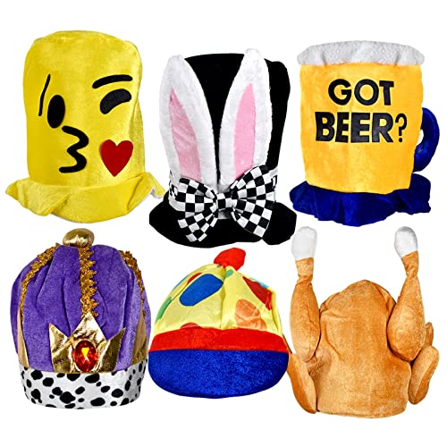 6 Costume Hats Silly Hats Funny Hats for Adults Crazy Hats for Adults Photo Booth Party Prop