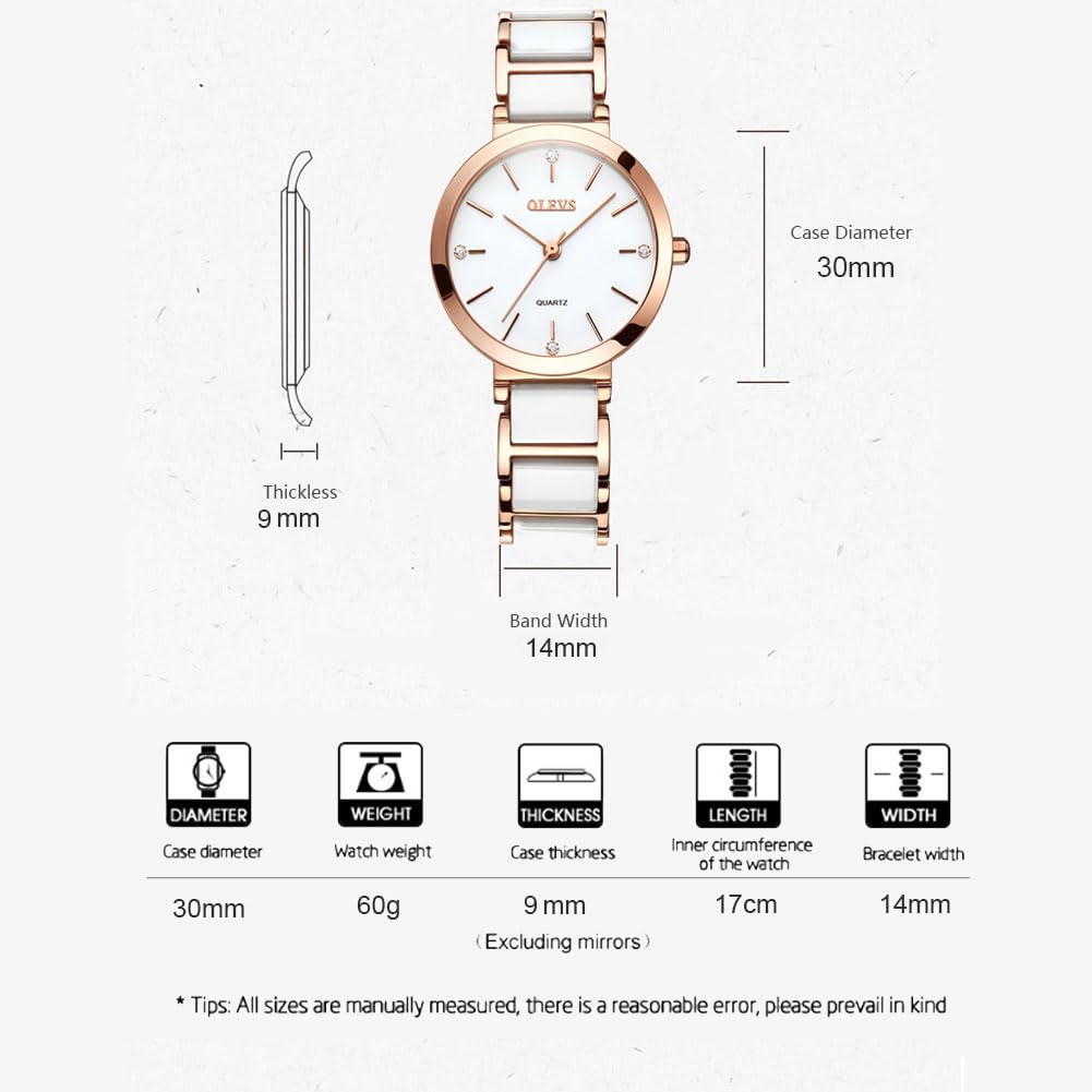 Reloj Mujer de Acero Inoxidable y cerámica, Regalos Mujer