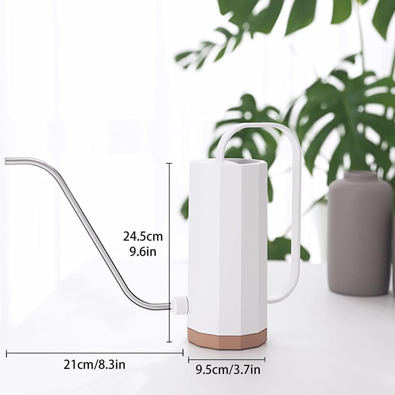 Miniatura 3 de Generic Regadera blanca con boquilla larga geométrica para plantas de interior, práctica herramienta de jardinería de flores utilizada para plantas