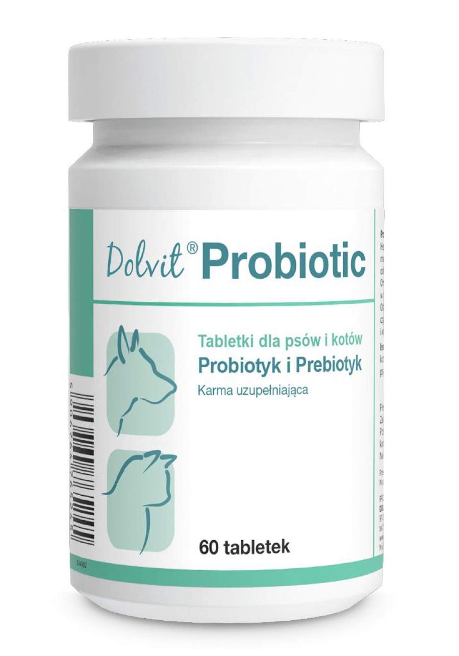 DOLFOS Dolvit Probiotic 60 comprimés Probiotique et Prébiotique pour Chien/Chat Préparation pour le fonctionnement normal du tractus gastro-intestinal, restauration de la flore intestinale naturelle
