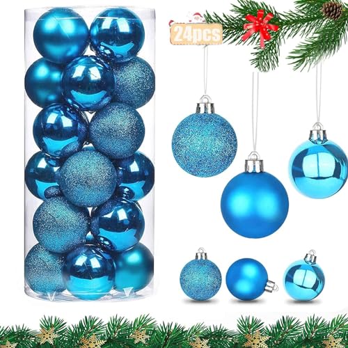 Weihnachtskugeln Kunststoff, 24tlg Christbaumkugeln, 4 cm...