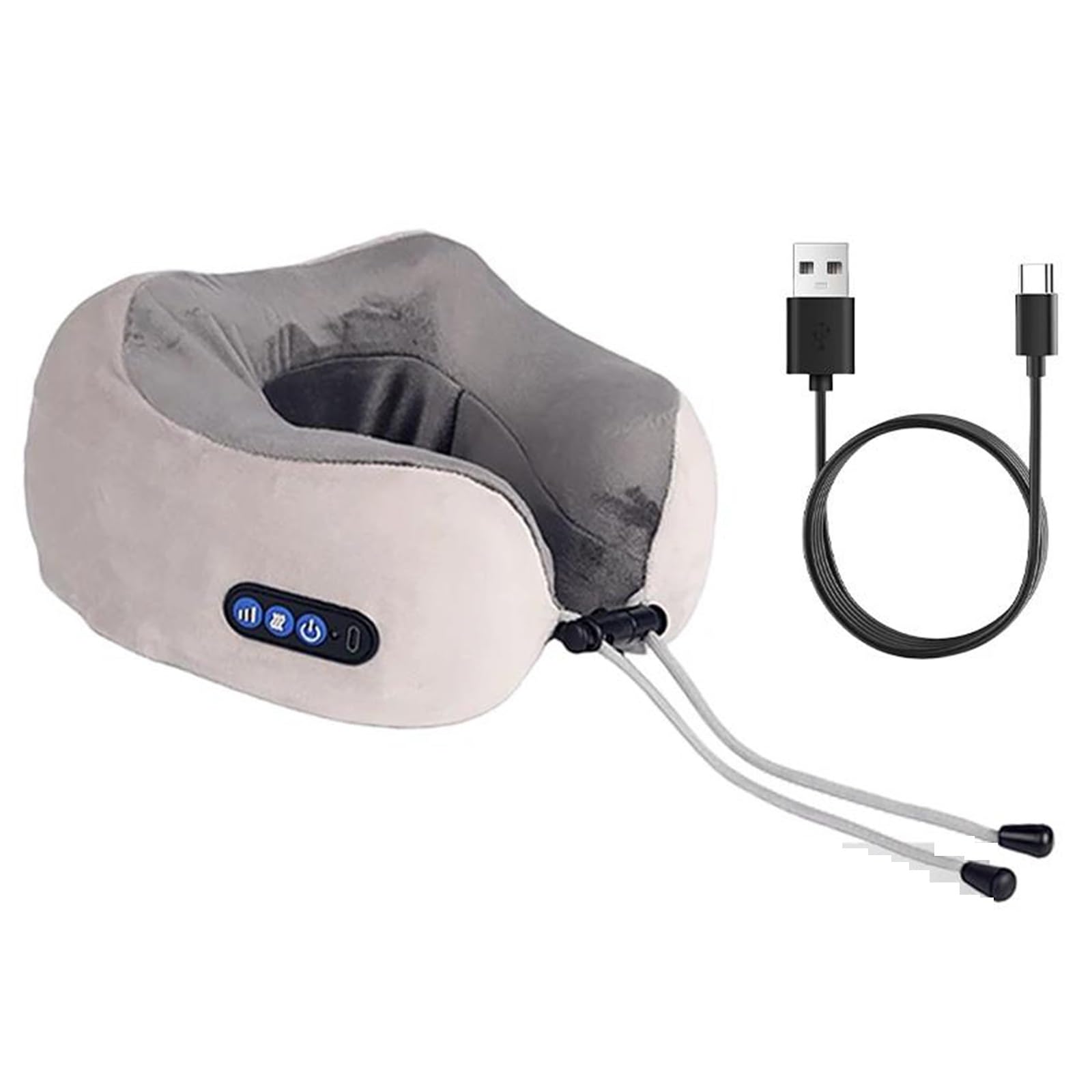 LKHLTBF Electric Shiatsu Neck Massager Heat Vibration 3D Kneading Massage U Shaped Pillow Shoulder Cervical Pain Relief Fatigue Health Massager,Gray