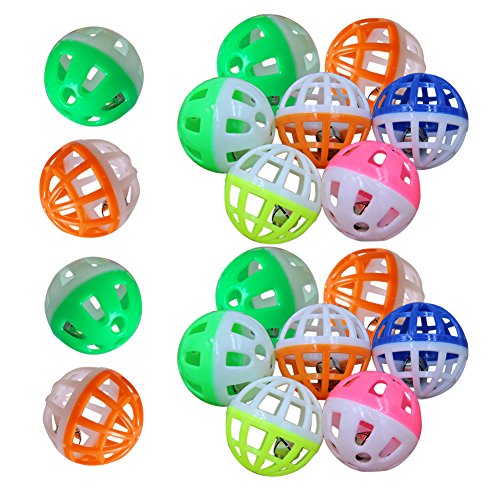 MMdex 18-Pieces Pet Cat Kitten Play Balls With Jingle Bell Pounce Chase Rattle Toy
