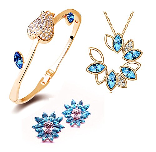 YouBella Valentine Gifts Presents Gracias Collection Crystal Jewellery Combo of Necklace Set/Pendant Set with Earrings and Bracelet for Girls and Women