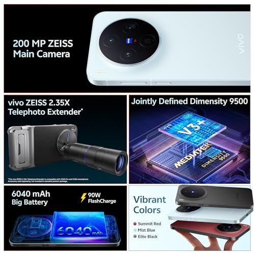 Image of vivo X300 5G (Mist Blue, 12GB RAM, 256GB Storage) with No Cost EMI /Additional Exchange Offers