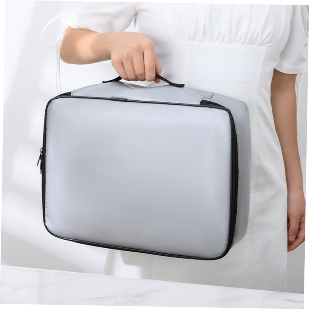 Housoutil Mehrlagige Schutztasche mit Schloss Großer Fassungsvermögen Aktenordner für Reiseunterlagen Laptop Zertifikate Wasserabweisender Dokumenten Reise organizer