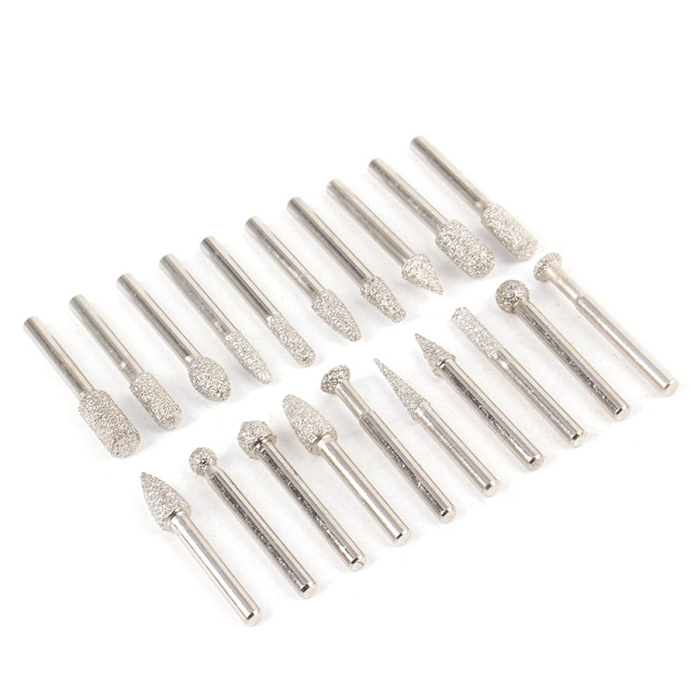 20pcs / set 6mm Shank Shank Vacuum Brazed Diamond Burr Greening Head Tool Rotary Tool for Stone Calcestruzzo intaglio in marmo granito
