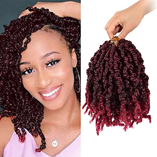 Short Curly Spring Pre-twisted Braids 5 Packs Synthetic Pre Twisted Passion Twists Crochet Hair Bomb Twist Braiding Hair Extensions 14 Strands/pack (10 Inch, T1B/99J)