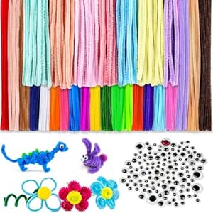 rietegio 400 Stück Bunte Pfeifenreiniger mit Wackelaugen