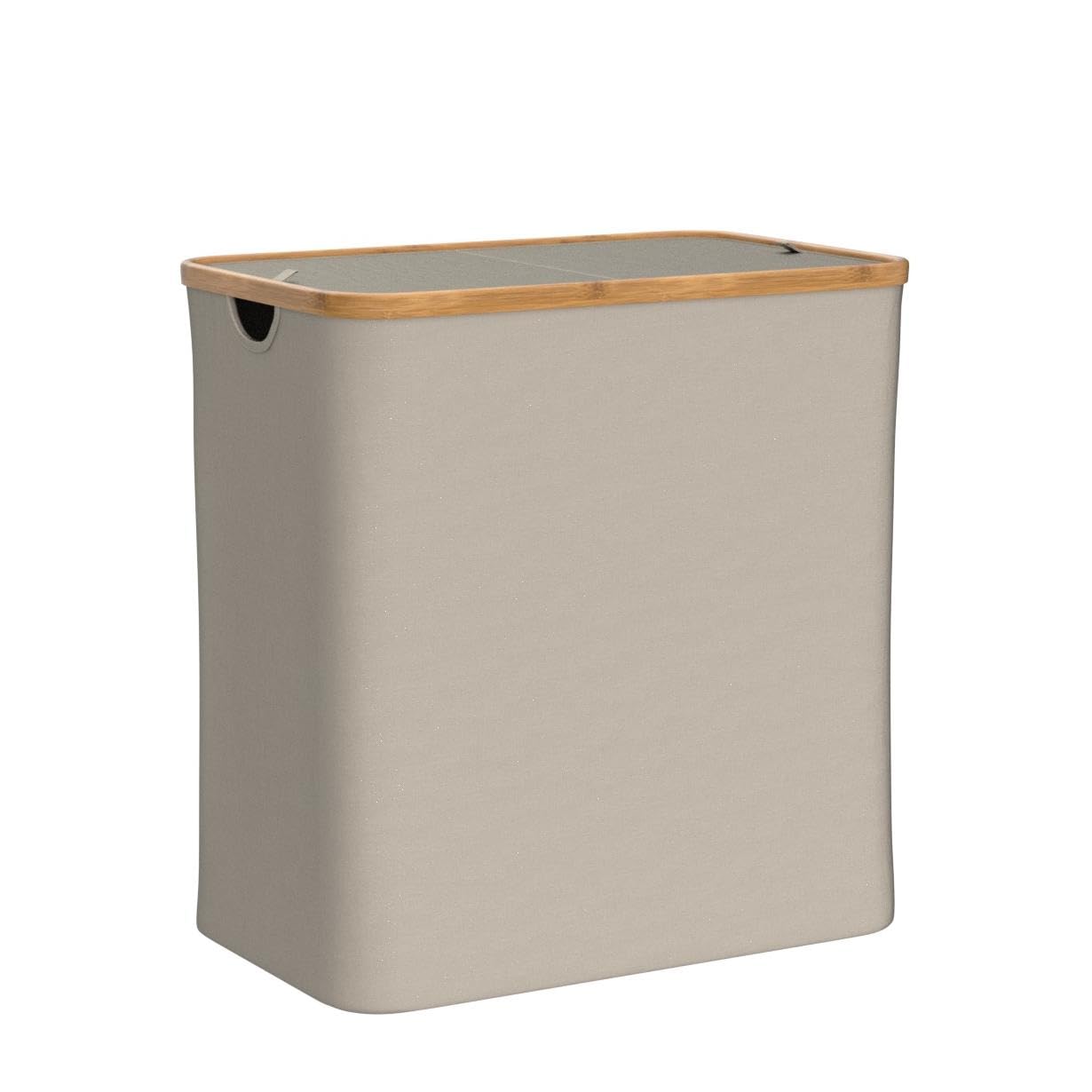 Celeko Home 100 L laundry basket with lid foldable laundry box with lid made of bamboo XXL laundry basket collector square 53 x 34 x 5 cm 2 compartments with removable laundry bags third bag free - Image 4