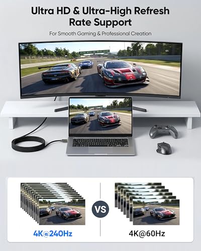 Cable USB-C a puerto de pantalla compatible con Thunderbolt 4 de 3 pies 3