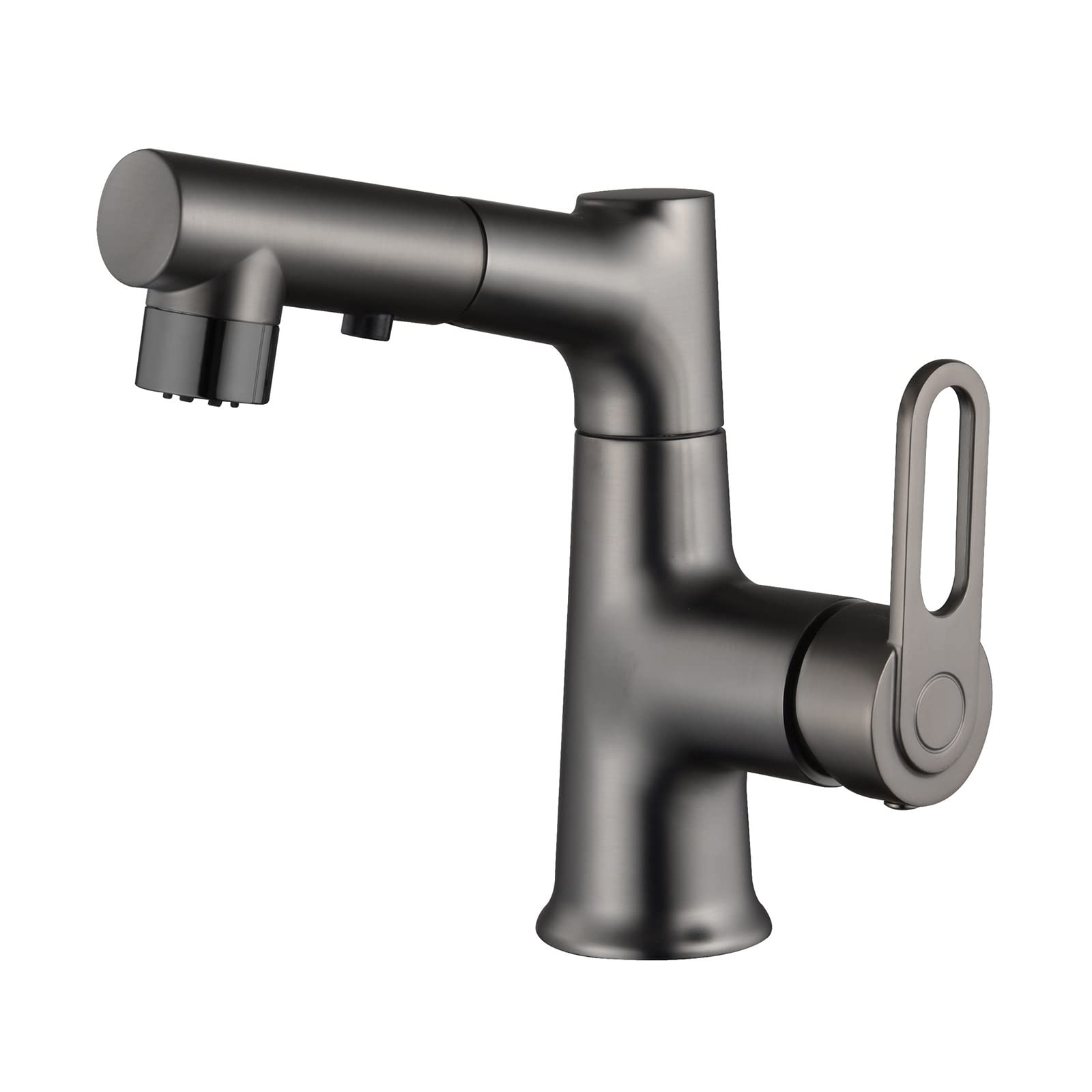 Mitigeur relevable pour lavabo au design haut de gamme gris fusil avec douchette