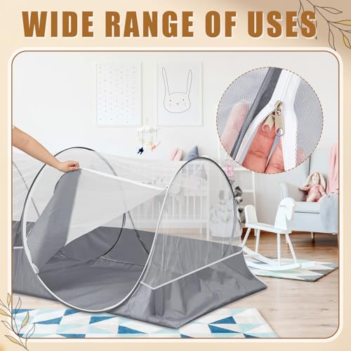 Image of Large Pop up Mosquito Net for Camping Portable Foldable Mosquito Tent Bug Net Bed Travel Patio Outdoor 78 x 39 x 28 Inch Bug Netting Mesh Tent Canopy for Adults Bedroom, White