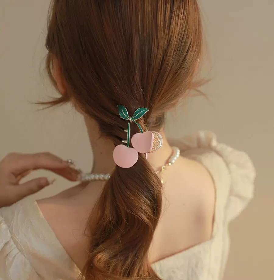 Miniatura 2 de Pinzas para el cabello para mujer, 2 piezas grandes, antideslizantes, fuertes, de metal, cereza, mariposa, brillantes, pinzas de mandíbula para el