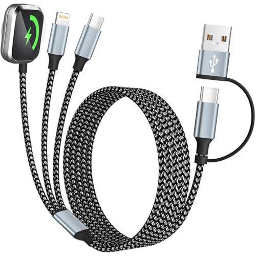 Cable de carga 3 en 2 compatible con iWatch Ultra SE 10 y cargador múltiple para iPhone