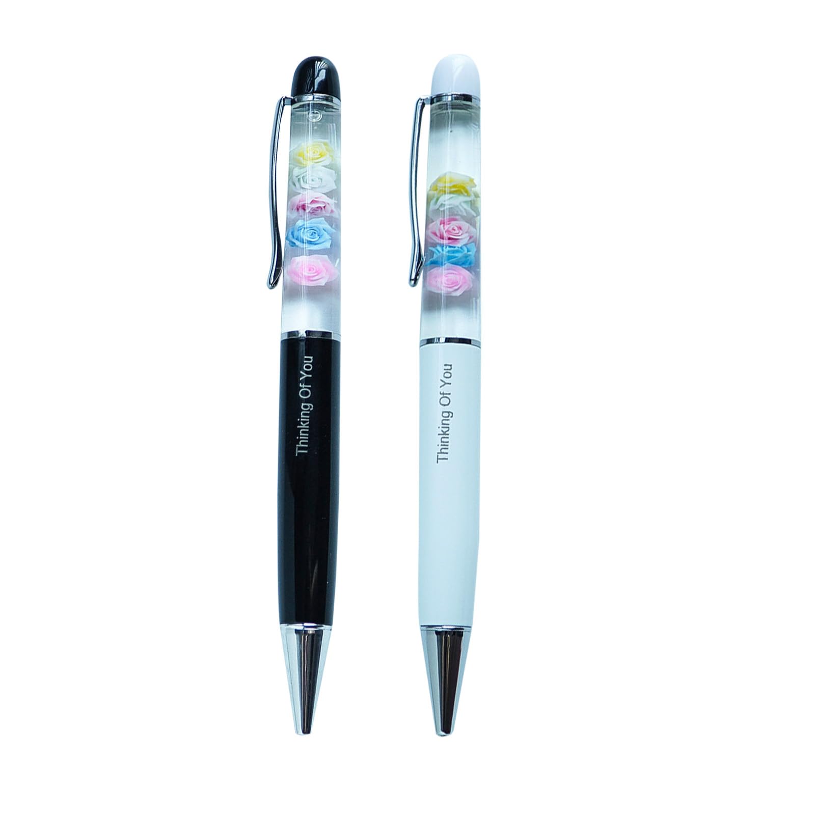 Sikyby Thinking Of You Rose Floating Funny Pens Cute Floater Liquid Writing Journaling Office Pen Unique Gift For Women Men