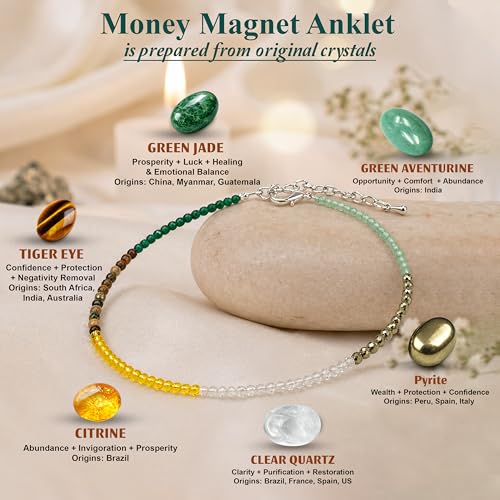 Image of JD FRESH Natural Pyrite Stone Anklet for Women /Raw Pyrite Bracelet /Silver Anklet /Black Metal Anklets /Natural Stone Jewellery for Wealth, Luck & Protection /Best Gift Item
