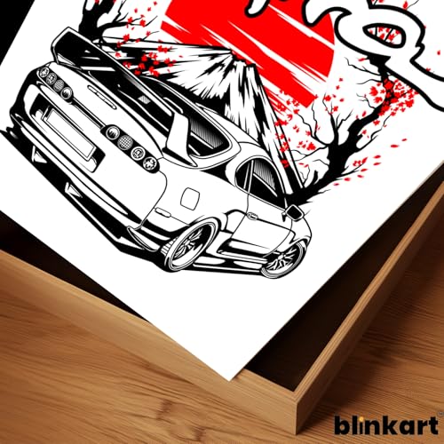 Image of BLINKART Toyota Supra MK4Car Posters Sticker Gift Items for Boys Room Wall Decor || Comes with Double-Sided Tape|| Decoration Bedroom Living Room Office Studio Decor | 12x18 In (A3) - CAR-281