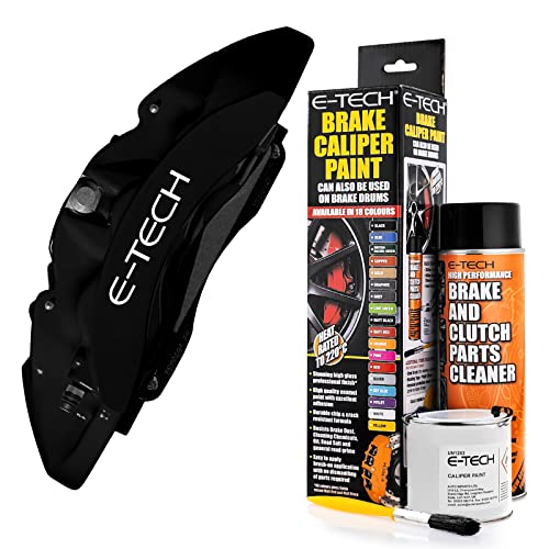 E-Tech Brake Caliper Paint - BLACK - Complete Kit Inc Paint/Cleaner & Brush