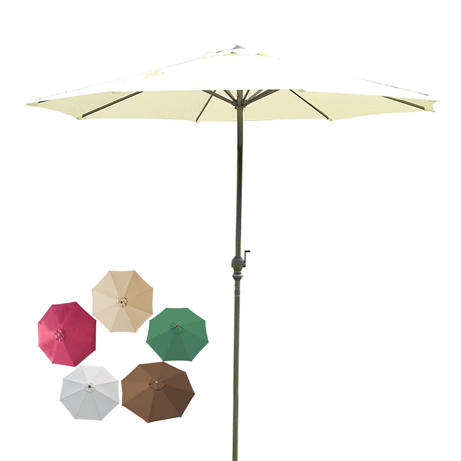 JOMRTS Garden Parasol,Sun/Rain Umbrella, Sun Shade for Outdoor, Rain Windproof Umbrella, Round, for Balcony, Dining Tables, Gardens, Patios, Decking, Outdoor Table Umbrella (White 118inch)