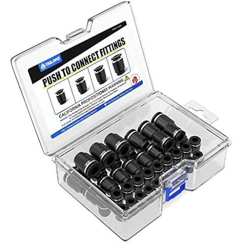TAILONZ PNEUMATIC 1/4 5/16 3/8 1/2 Inch Tube OD Plastic Push-in Connect Tubing Pneumatic Cap Plug Fitting PPF (Pack of 40) Cover