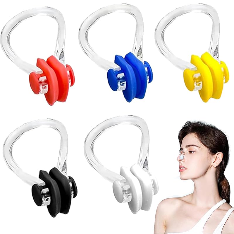 5Pcs Nose Clip Swimming Waterproof Silicone Beginners & Adults Ideal for Swim Training(5 Color)
