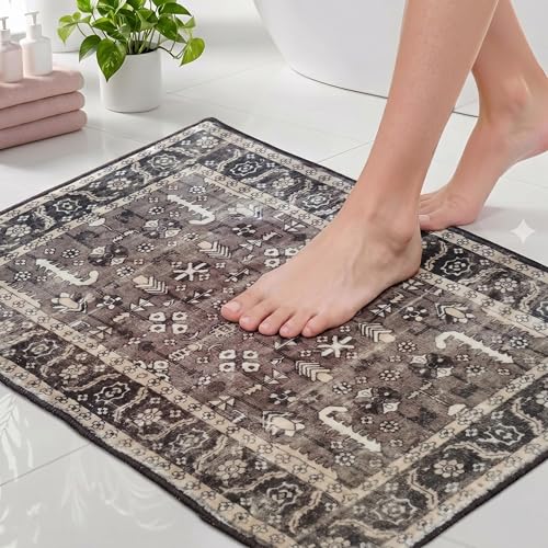 Image of Medallion Vintage Look Carpet for Living Room Bedroom Dining Room | Washable Area Rug with Non Slip TPR Backing | Modern Floor Carpet for Home(Design03-16x24 Inches)