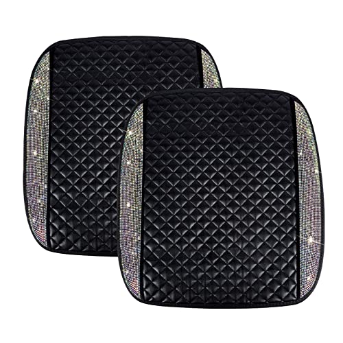 Eing 2 Pack Bling Leather Car Front Seat Cover Protector Pad Mat Cushion For Auto Cars Suv Truck Interior Accessories For Women,Multicolor #TOP26