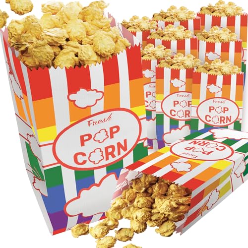Image of CUSINIUM Rainbow Popcorn Bags for Party (100-Pack, 1oz) - Carnival Theme - Customizable