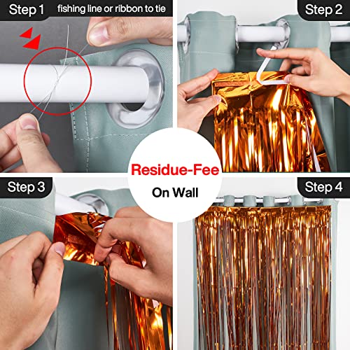 Partywoo Orange Foil Fringe Curtains, 2 Pcs 3.3X6.6 Ft Orange Streamers, Fringe Backdrop, Metallic Tinsel Curtains For Birthday Party, Halloween Tinsel Backdrop, Halloween Party Decorations #TOP2