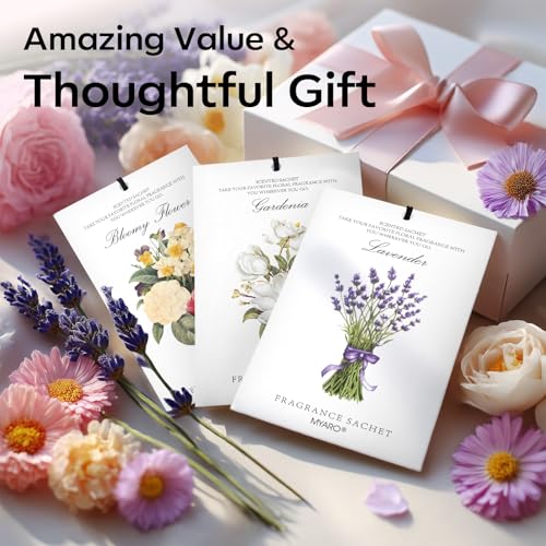 Image of MYARO 12 Packs Scented Sachets for Drawer and Closet, Long-Lasting Potpourri Bags Closet Air Freshener Home Fragrance Sachet 3 Scents Options- Lavender, Bloomy Flower, Gardenia