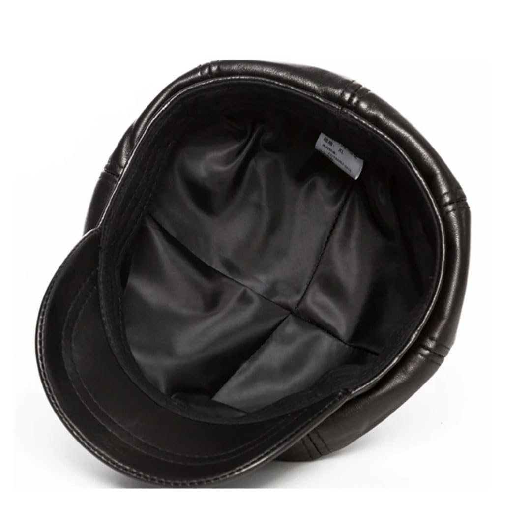 Gorro octogonal de piel de oveja para mujer, de piel auténtica, boina coreana