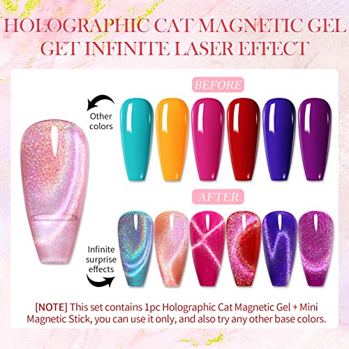 BORN PRETTY UV Nagellack Cat Magnetisch Eye Glitzer, Shellac Holografisch Gel Nagellack Magnetisch Regenbogen UV Lack… – Bild 5