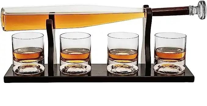Image of Whiskey Decanter with Antique Crystal Clear (Baseball Whiskey and Spirits)