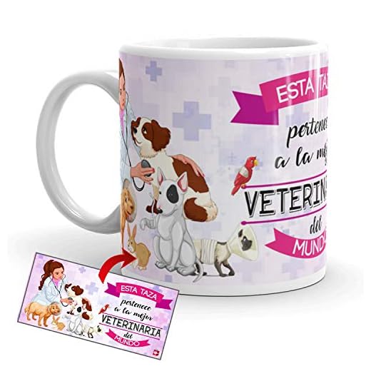Kembilove Taza de Café de la Mejor Veterinaria del Mundo – Taza de Desayuno para la Oficina – Taza de Café y Té para Profesionales – Taza de Cerámica Impresa – Tazas Jefe de Veterinarias