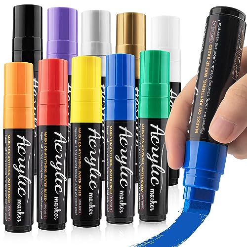shirylzee Acrylstifte Marker Stifte,10 Farben 15mm Jumbo Stifte für steine...