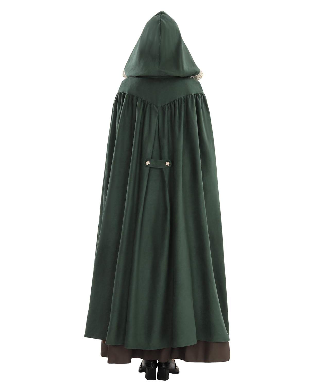 Fiamll Cape médiévale pour femme - Manteau à capuche avec manchette - Couleur unie - Trench - Renaissance - Cape de vampire - Costume d'Halloween