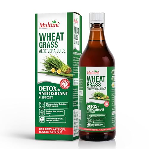 Image of Multani Wheatgrass Aloe Vera Juice 1L | Natural Detox & Gut Cleanse Drink with Wheatgrass, Aloe Vera & Lemon | Rich in Antioxidants & Vitamin C | Immunity Support | No Artificial Colour or Flavour