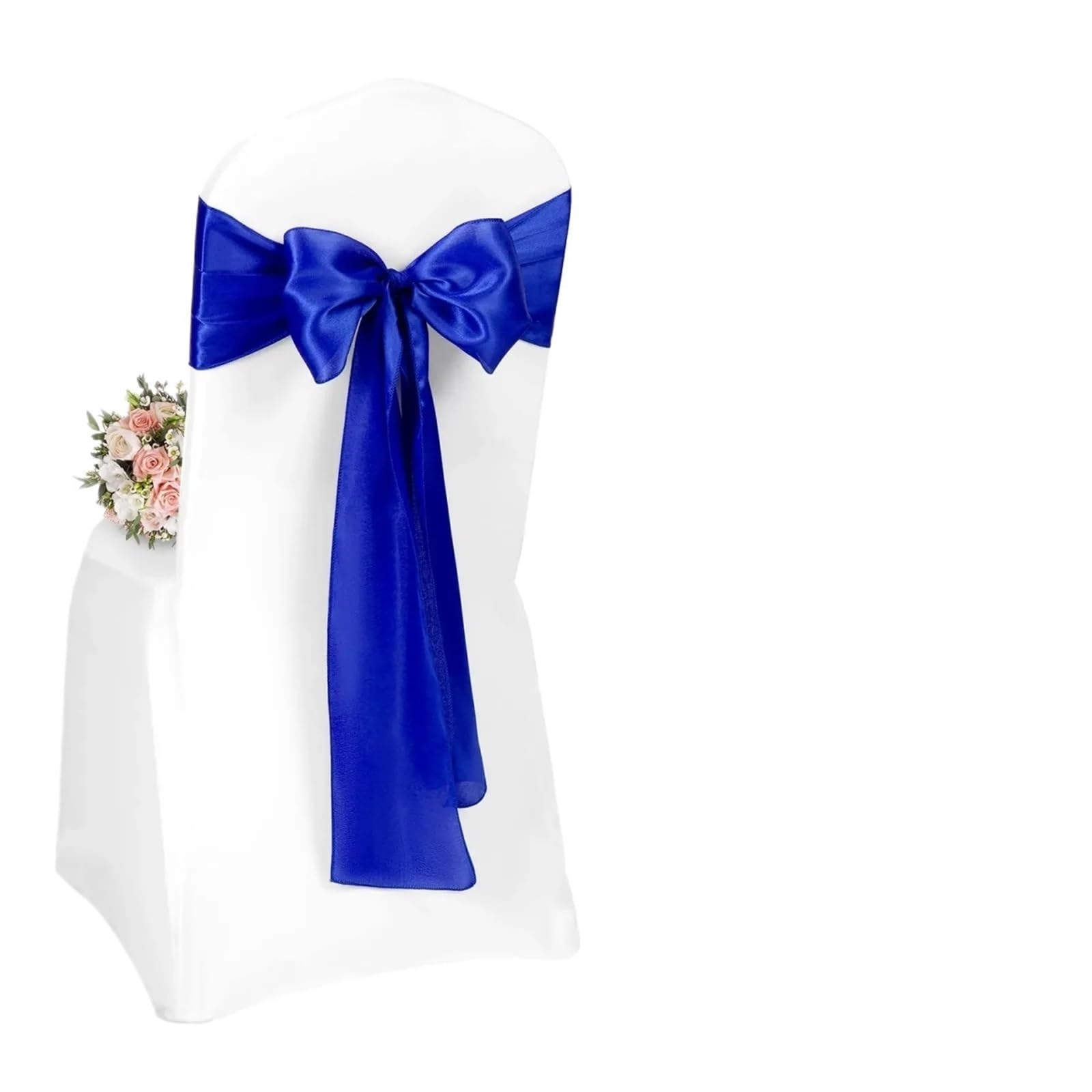 Nastri per Sedie da Matrimonio 10/50 Pezzi di Fiocco for Sedia in Raso, Nastri for da Matrimonio, for Feste, Eventi, Hotel, Banchetti, Decorazioni for la casa(Dark Blue,50pcs)
