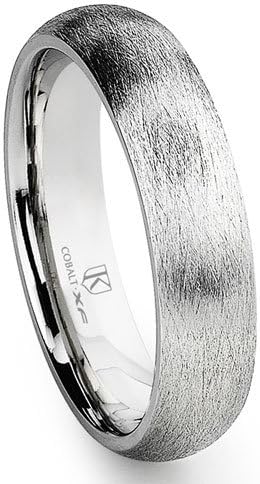 Titanium Kay Cobalt XF Chrome 6MM Italian Di Seta Finish Dome Wedding Band Ring