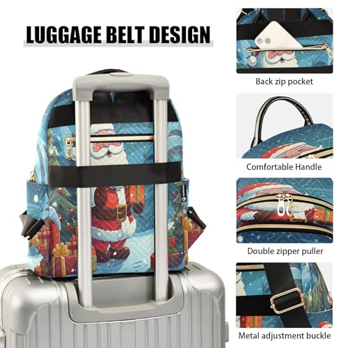 Image of ALAZA Pine Tree Santa Claus Snow Xmas Women Backpack Purse Ladies Fashion Shoulder Bag Daypack Travel Bag 10L